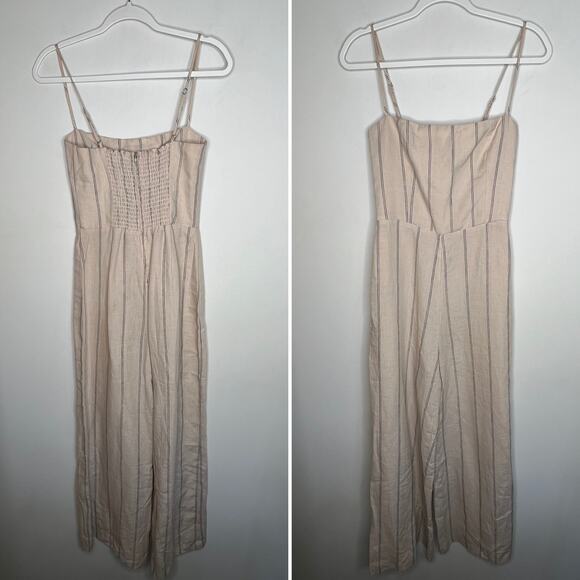 Reformation Stripe Linen Elm Jager Jumpsuit Size 4 - Picture 2 of 7